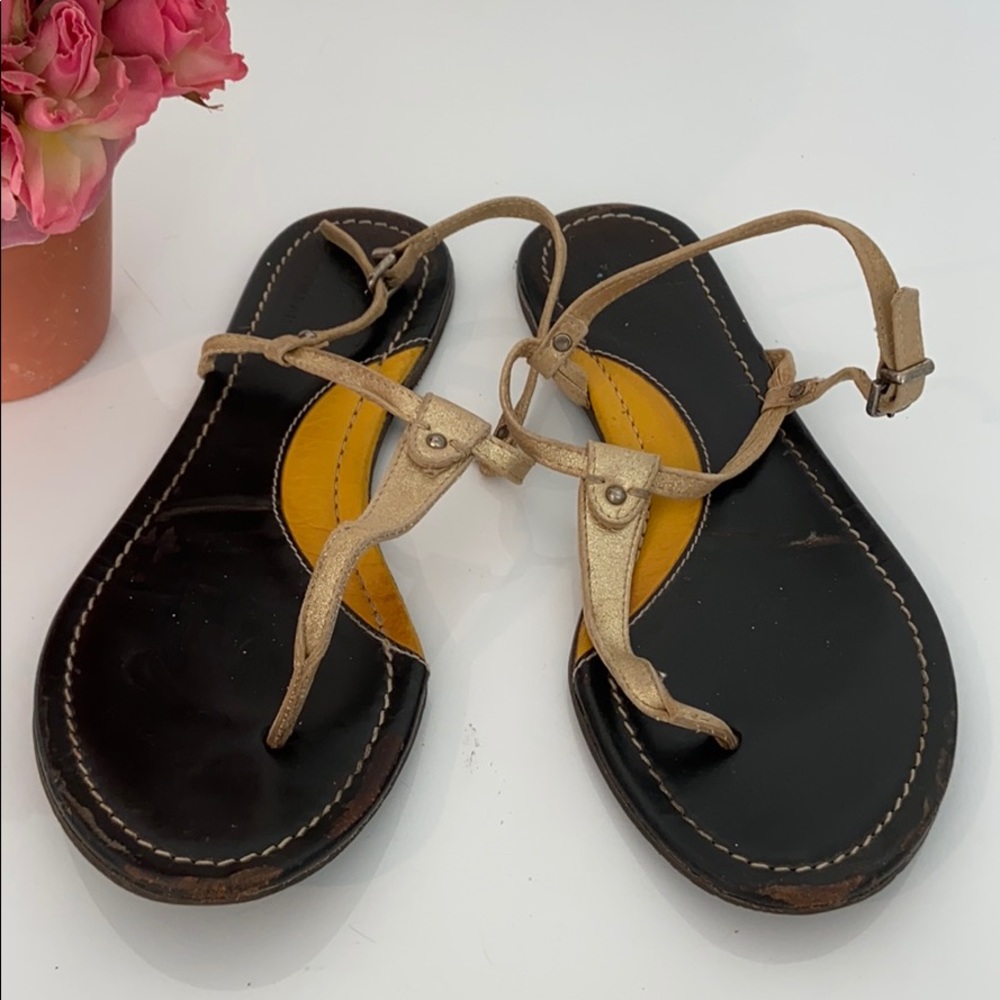 🍋Cute Matte Gold Leather Sandals